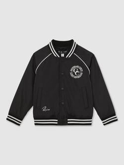 Reiss Kids' Otisburg Gotham City Bomber Jacket, Black, Black