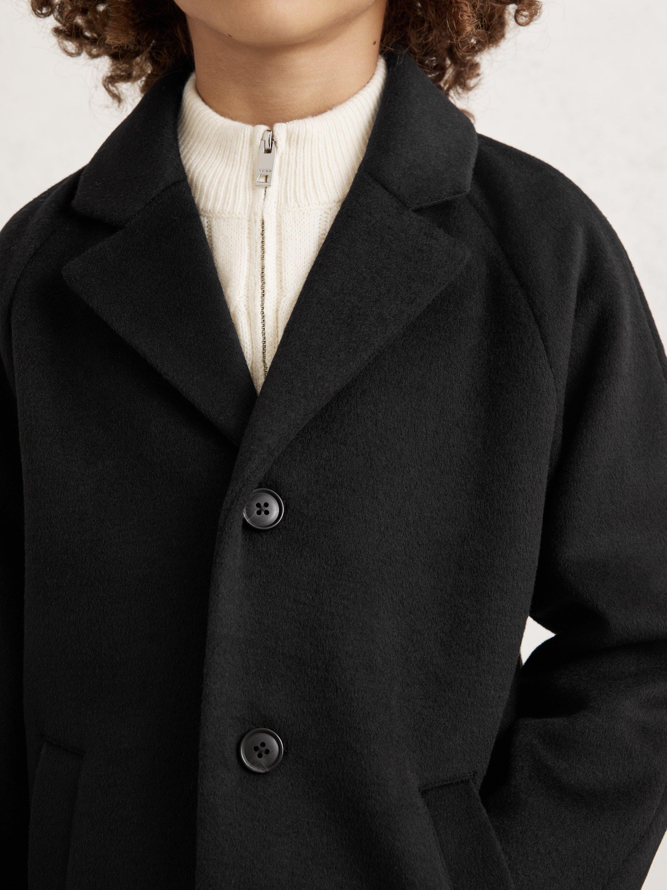 Product image 3 of 4, which shows Reiss Kids' Wallace Wool Blend Overcoat, Black, 6-7 years