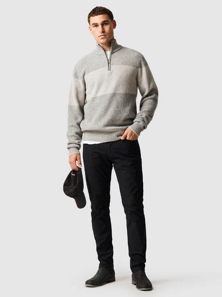 Rodd & Gunn Hudson Colour Block Pure Wool Jumper, Ash - view 2, Ash