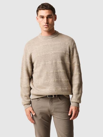 Rodd & Gunn Bills Textured Stripe Pure Wool Jumper, Neutral, Neutral