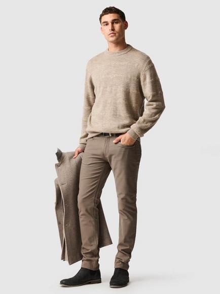 Rodd & Gunn Bills Textured Stripe Pure Wool Jumper, Neutral - view 2, Neutral