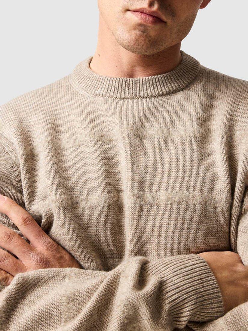 Product image 4 of 4, which shows Rodd & Gunn Bills Textured Stripe Pure Wool Jumper, Neutral, L