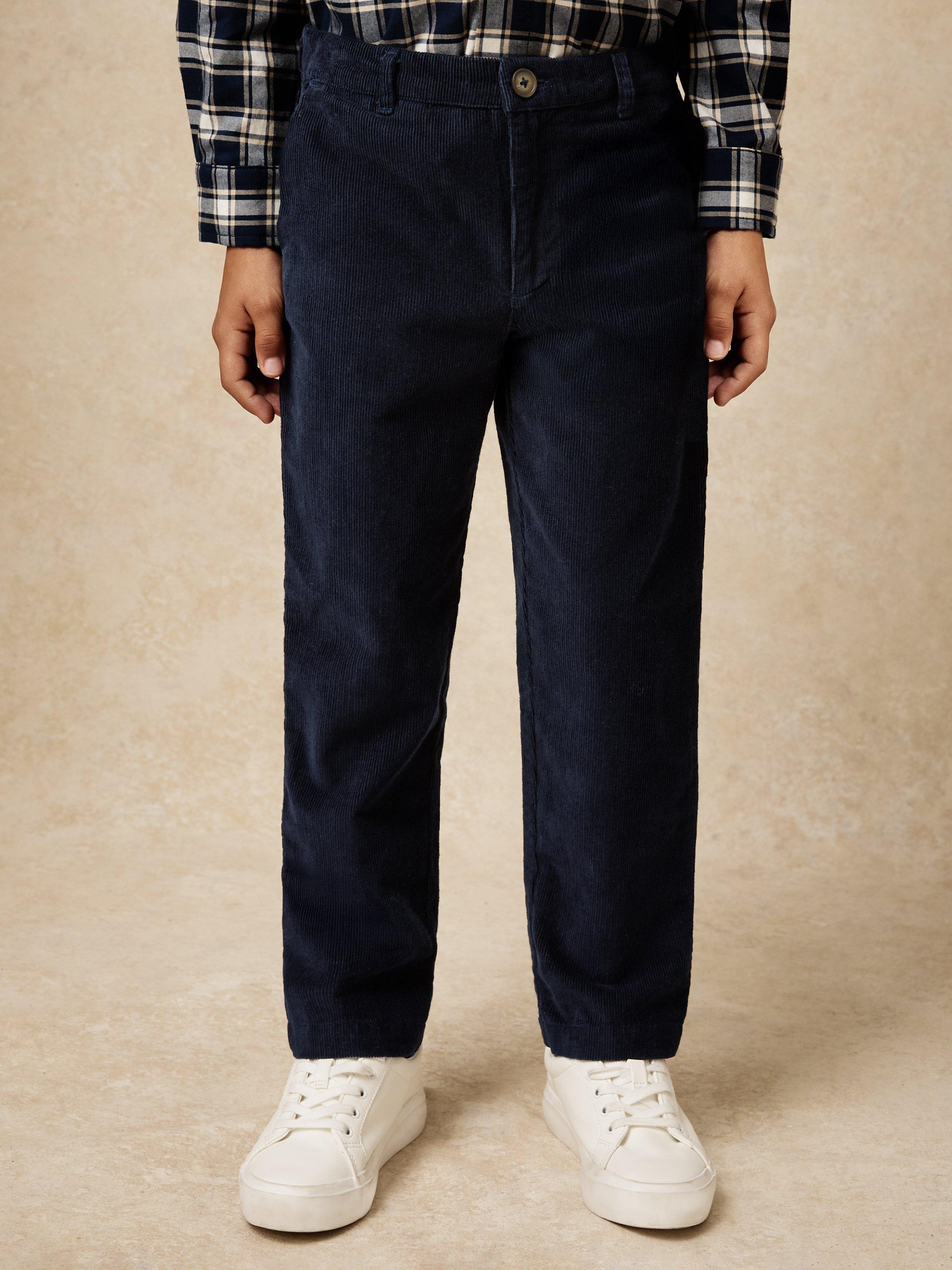 Product image 1 of 6, which shows Mango Kids' Banburgh Cotton Trousers, Navy, 3-4 years