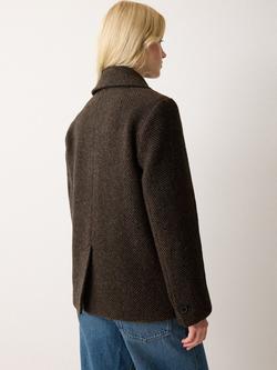 Jigsaw Alba Wool Blend Herringbone Pea Coat - view 2, Brown