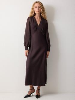 Jigsaw Sheer Sleeve Bias Cut Midi Dress, Purple, Purple