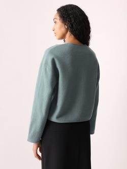 Jigsaw Boiled Wool Rich Button Down Jacket - view 2, Aqua