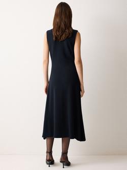 Jigsaw Embellished Pure Wool Midi Dress, Navy - view 2, Navy