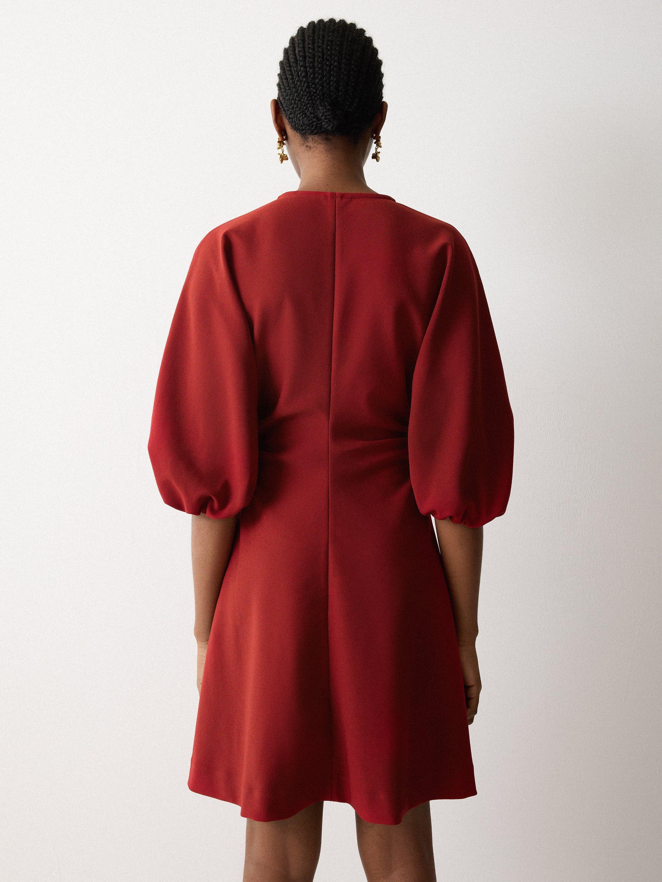 Product image 2 of 6, which shows Jigsaw Stretch Crepe Mini Dress, Red, 6