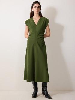 Jigsaw Stretch Crepe Midi Dress, Green, Green