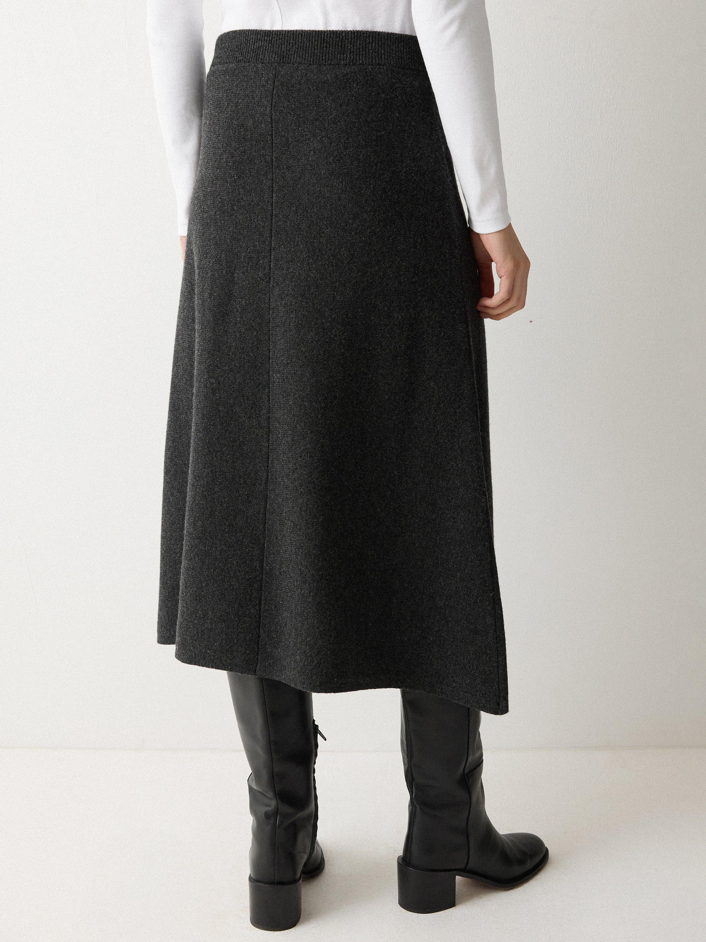Product image 2 of 5, which shows Jigsaw Overlap Seam Pure Wool Skirt, Charcoal, S