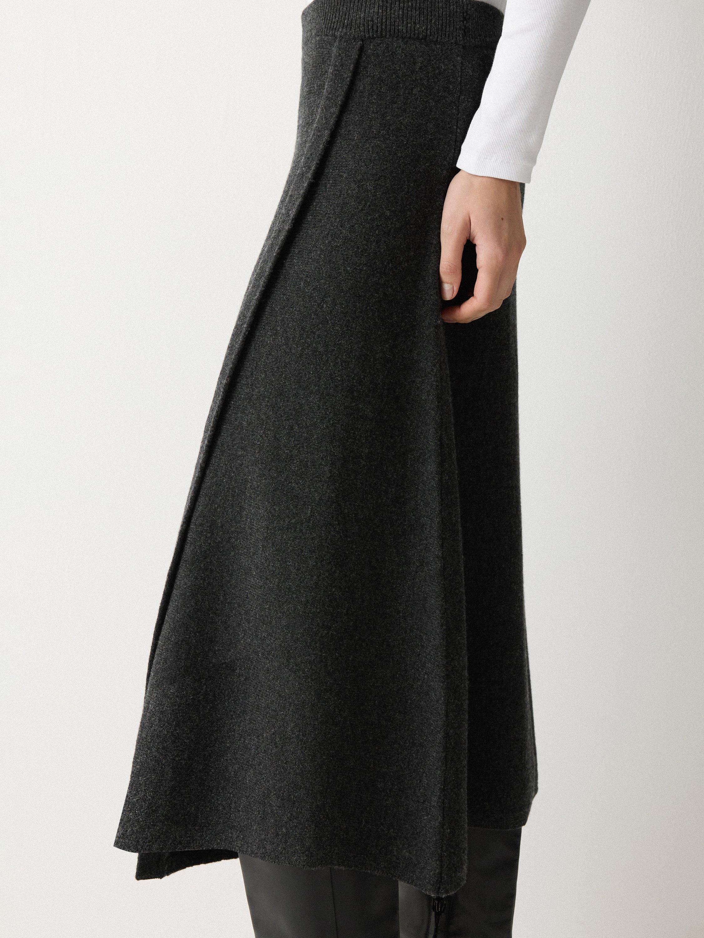 Product image 3 of 5, which shows Jigsaw Overlap Seam Pure Wool Skirt, Charcoal, S