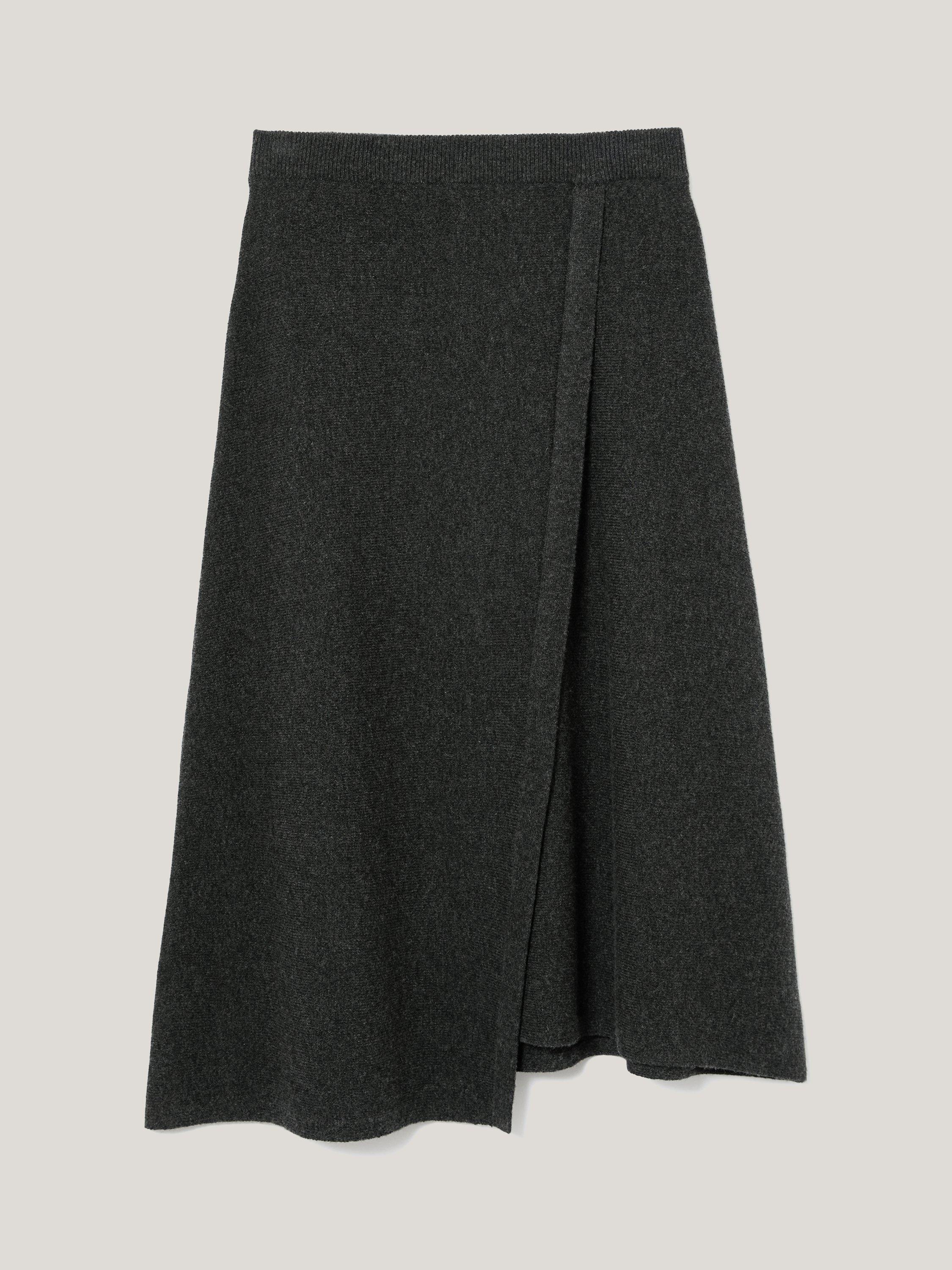 Product image 5 of 5, which shows Jigsaw Overlap Seam Pure Wool Skirt, Charcoal, S