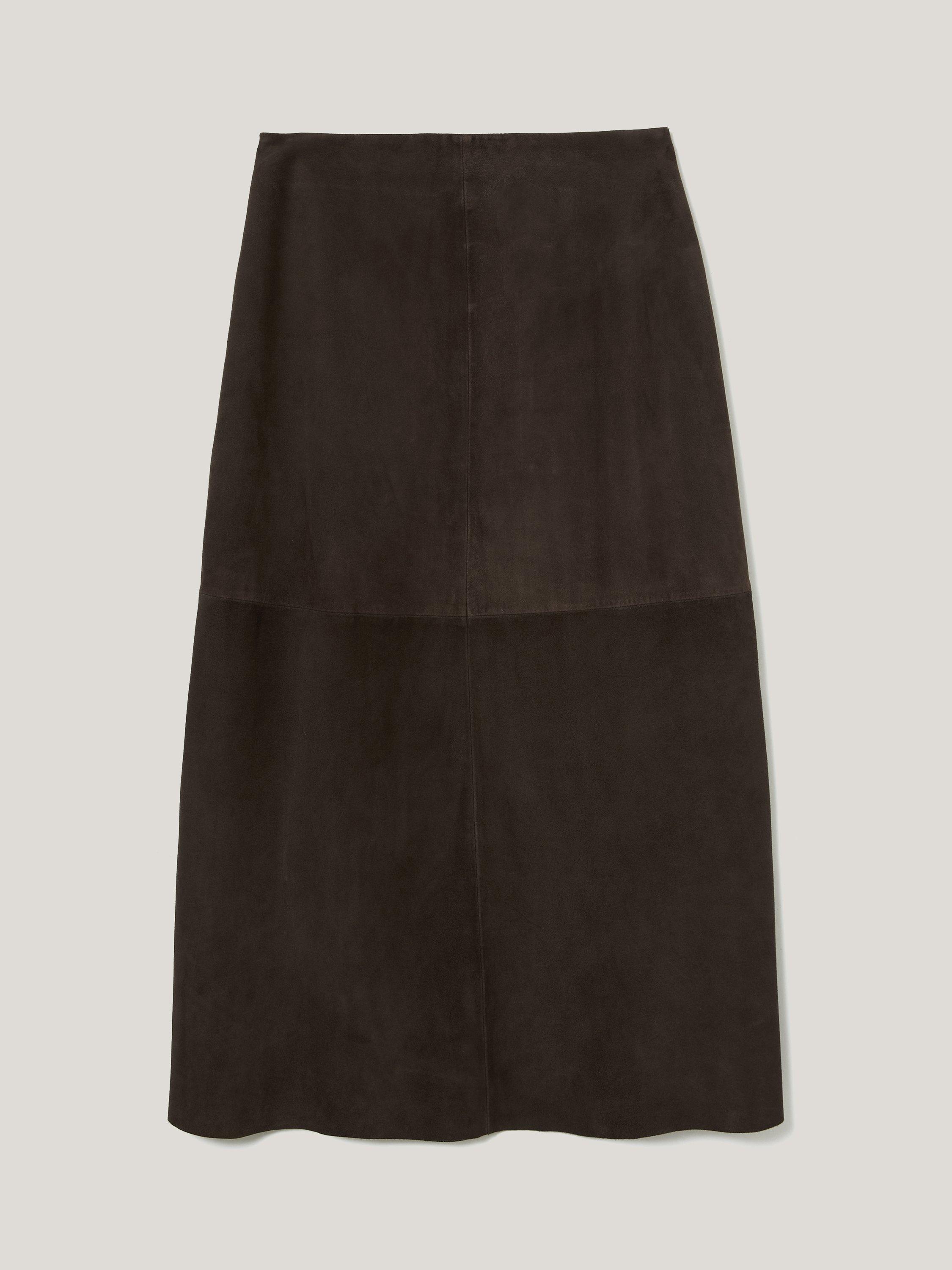 Product image 5 of 5, which shows Jigsaw Fluid Pure Suede Midi Skirt, Brown, 6