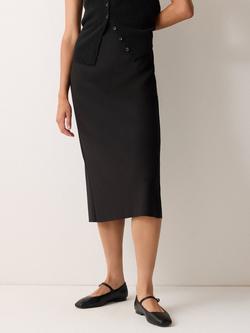 Jigsaw Stretch Crepe Pencil Skirt, Black, Black
