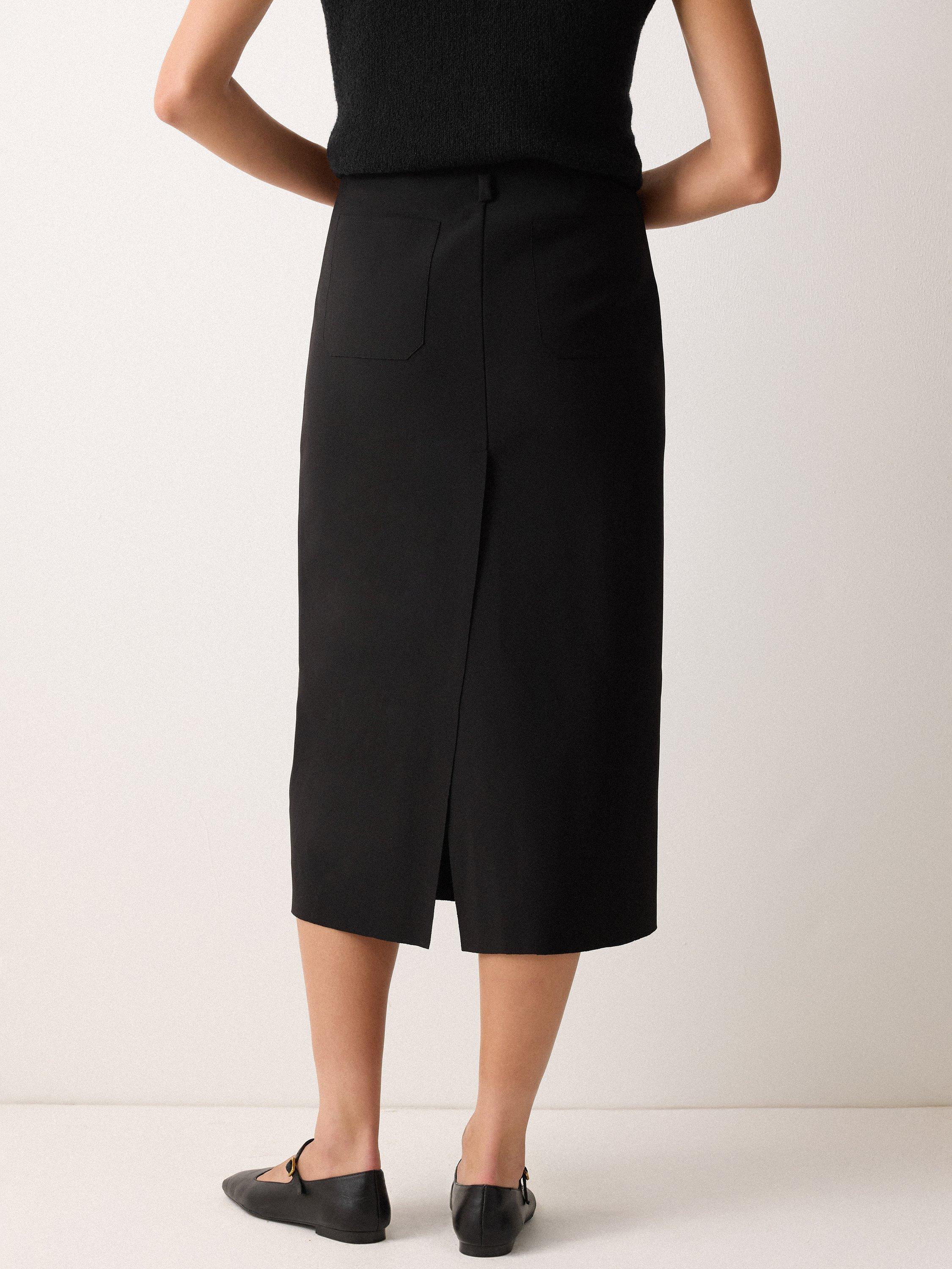Product image 2 of 5, which shows Jigsaw Stretch Crepe Pencil Skirt, Black, XS