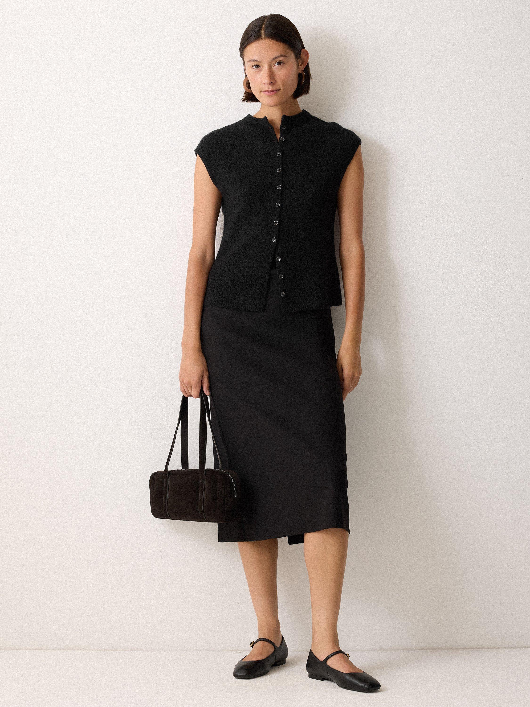 Product image 3 of 5, which shows Jigsaw Stretch Crepe Pencil Skirt, Black, XS