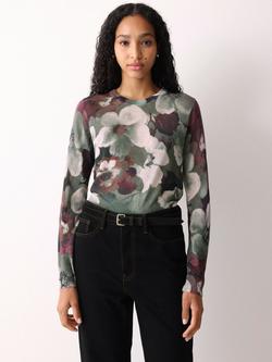 Jigsaw Antique Floral Button Back Jumper, Multi, Multi