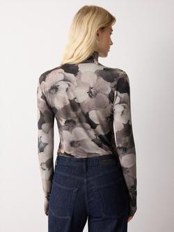 Jigsaw High Neck Antique Floral Polo Top, Multi - view 2, Multi