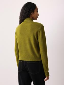 Jigsaw Neck Detail Pure Wool Jumper, Green - view 2, Green