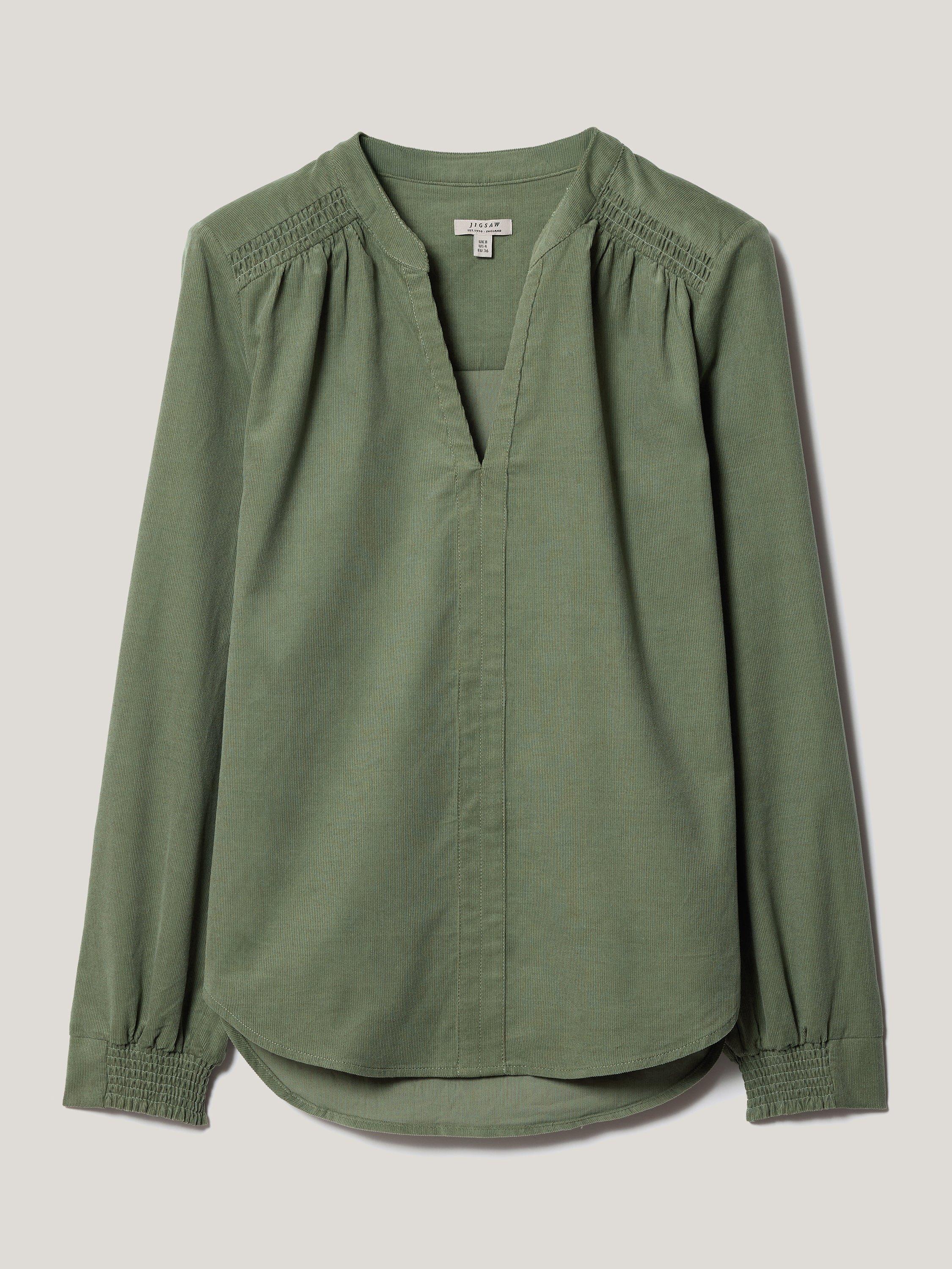 Product image 5 of 5, which shows Jigsaw Cord Frill Top, Green, 12