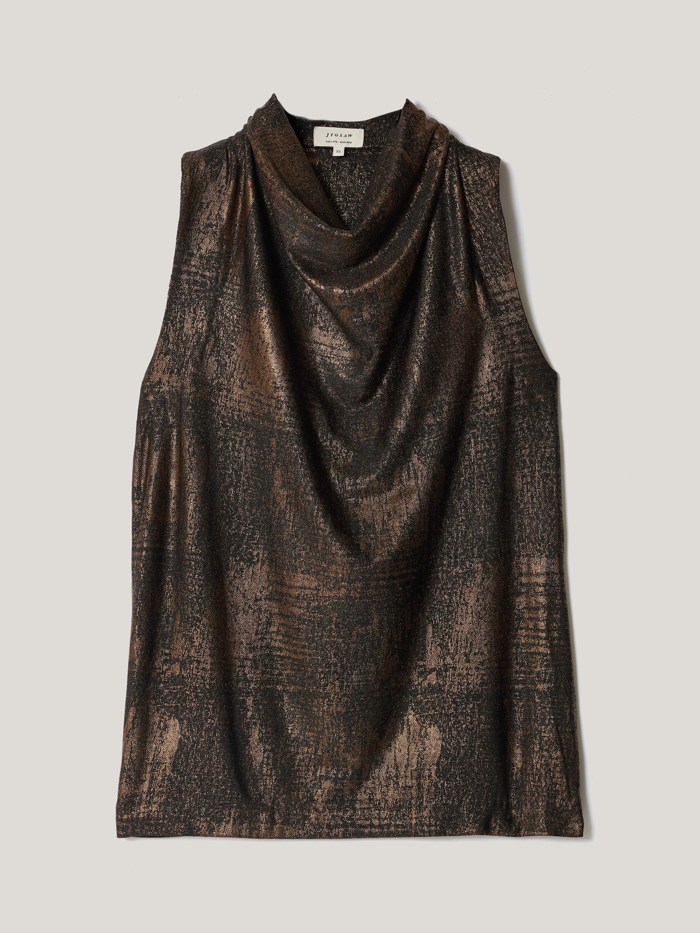 Product image 5 of 5, which shows Jigsaw Crackle Sleeveless Top, Gold, XS