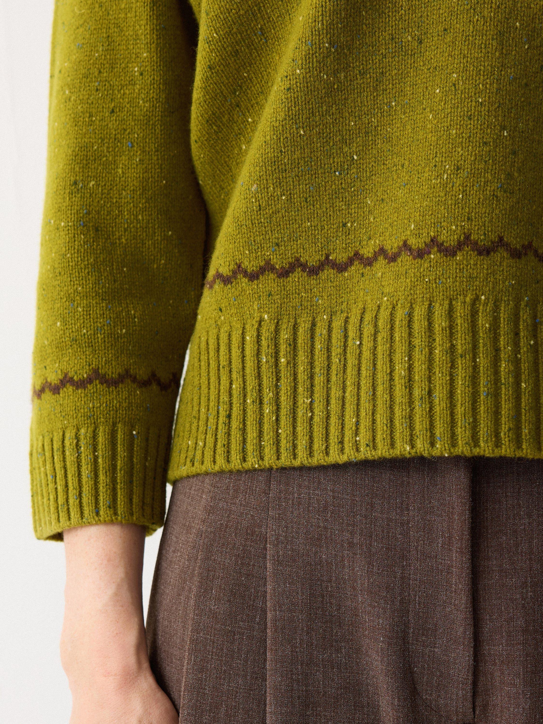 Product image 6 of 7, which shows Jigsaw Fleck Polo Collar Pure Wool Jumper, Green, S