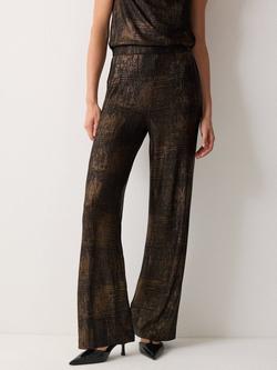 Jigsaw Crackle Wide Leg Trousers, Gold, Gold