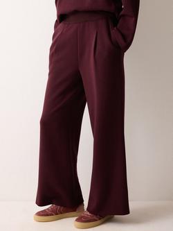Jigsaw Luxe Pleat Wide Leg Joggers, Burgandy, Burgandy
