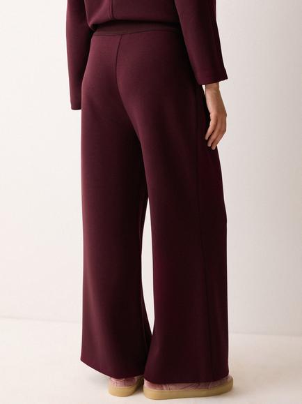Jigsaw Luxe Pleat Wide Leg Joggers, Burgandy - view 2, Burgandy