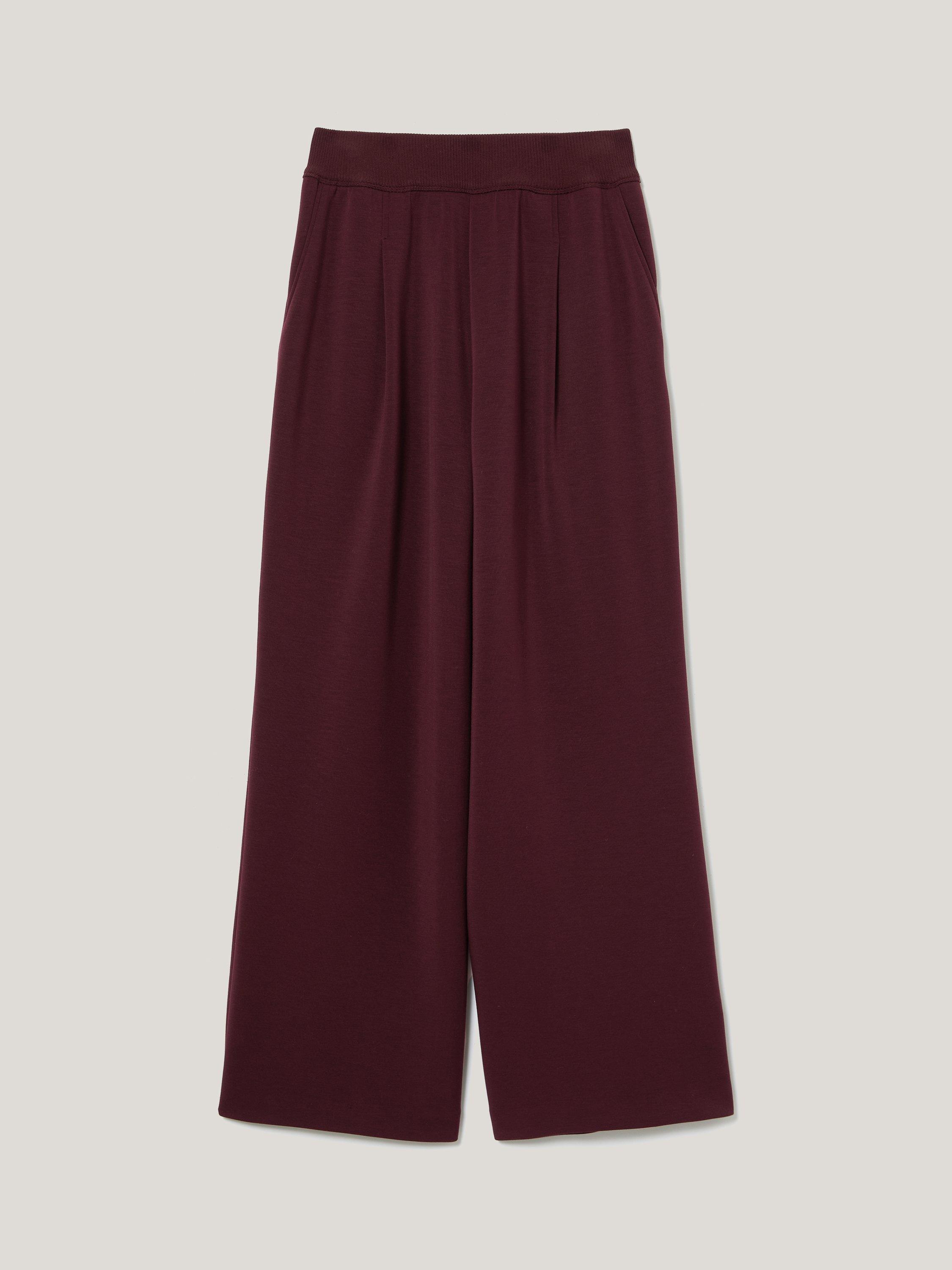 Product image 5 of 7, which shows Jigsaw Luxe Pleat Wide Leg Joggers, Burgandy, XS