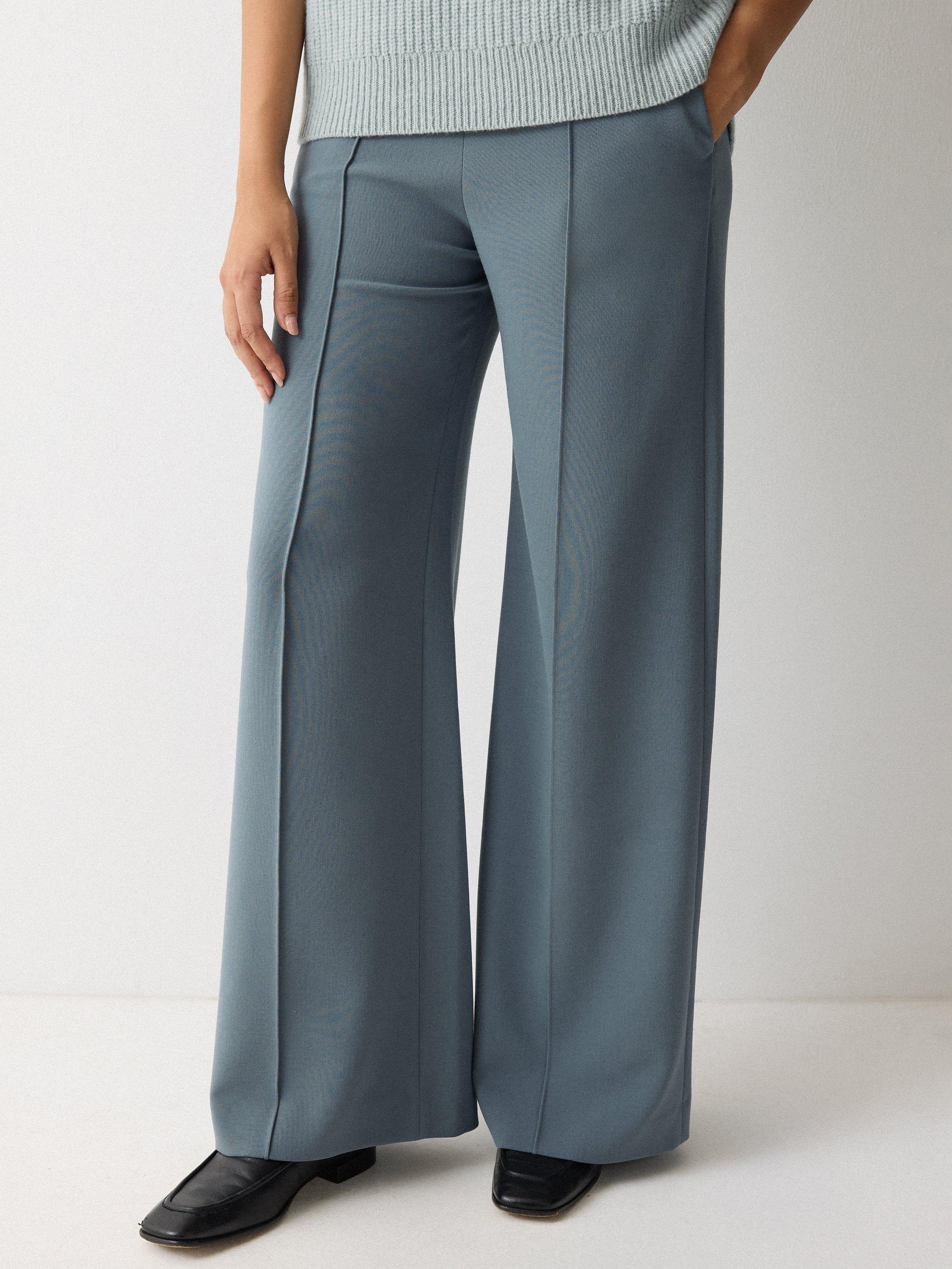 Product image 1 of 6, which shows Jigsaw Modern Wide Leg Trousers, Blue, 8