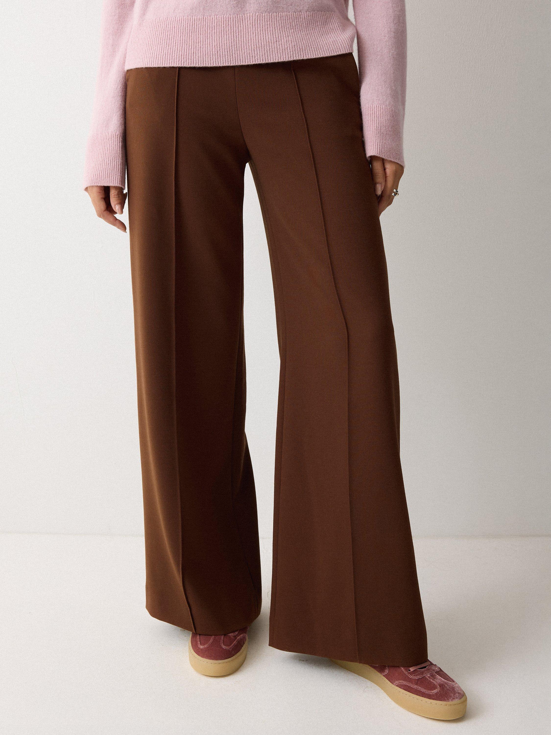 Product image 1 of 5, which shows Jigsaw Modern Wide Leg Trousers, Brown, 8