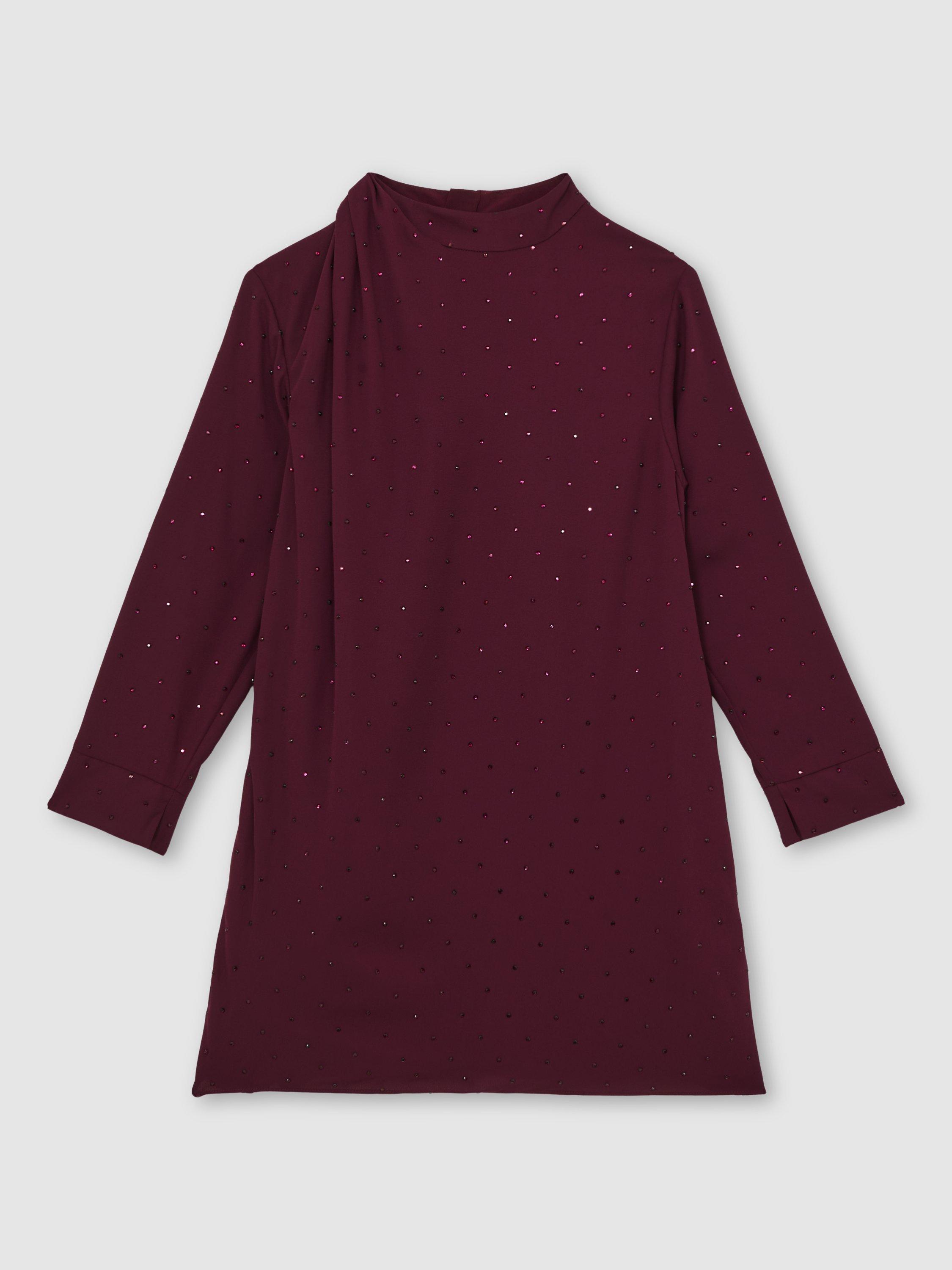 Product image 2 of 4, which shows Reiss Kids' Coco Sparkle Dress, Berry, 4-5 years