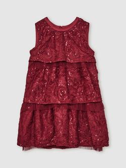 Reiss Kids' Dulcie Sleeveless Sequin Dress, Red, Red
