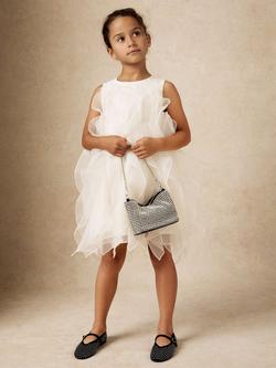 Reiss Kids' Ellenora Sleeveless Organza Ruffle Dress, Ivory, Ivory