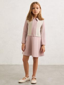 Reiss Kids' Marling Colourblock Interlock Dress, Neutral, Neutral
