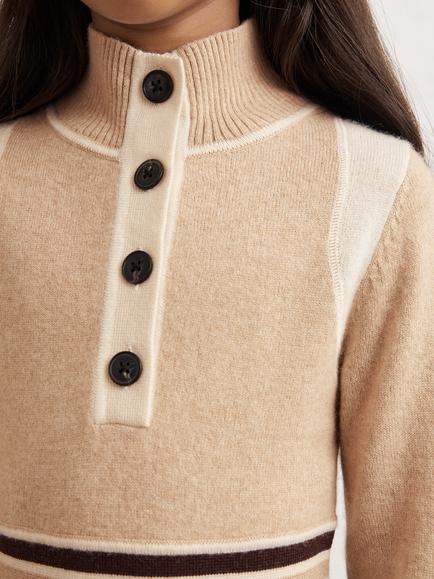 Reiss Kids' Vienne Wool Blend Long Sleeve Dress - view 2, Neutral