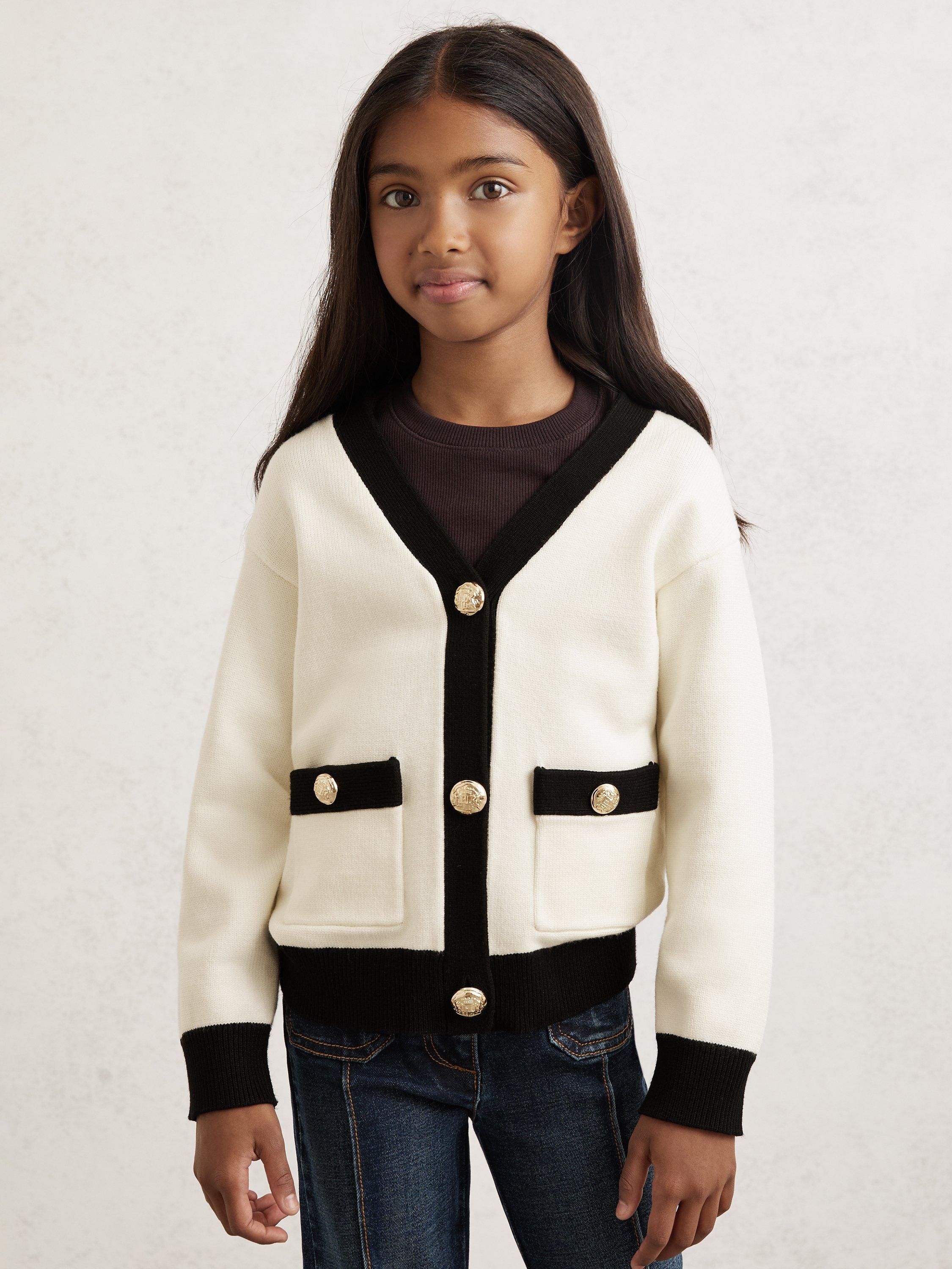 Product image 1 of 4, which shows Reiss Kids' Mila Cardigan, Ecru, 3-4 years