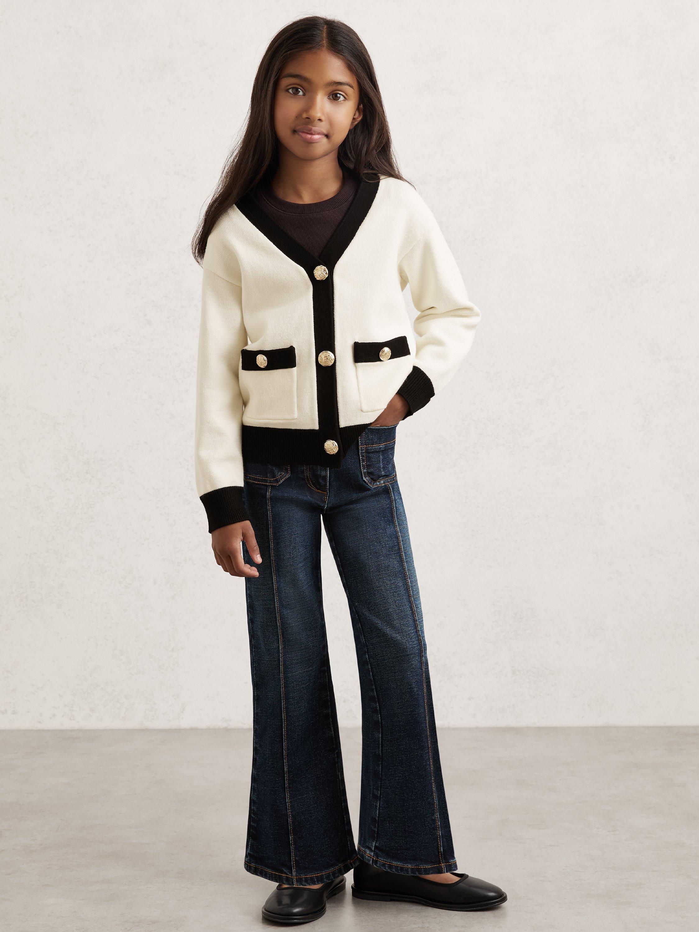 Product image 3 of 4, which shows Reiss Kids' Mila Cardigan, Ecru, 3-4 years