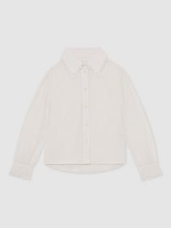 Reiss Kids' Elia Long Sleeved Scallop Shirt, Ivory - view 2, Ivory