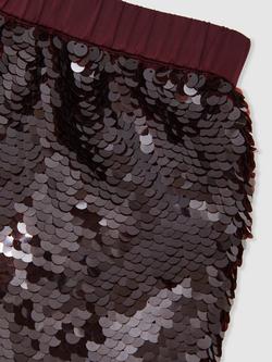 Reiss Kids' Spence Sequin Shorts, Burgundy - view 2, Burgundy