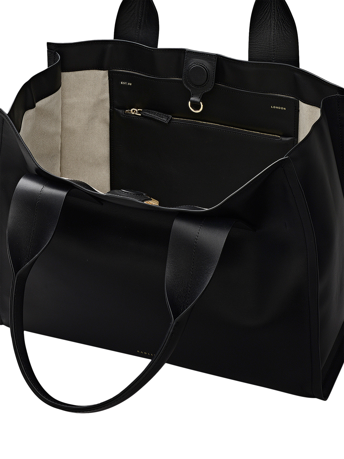 Product image 3 of 6, which shows Radley The Strand Leather Tote Bag, Black