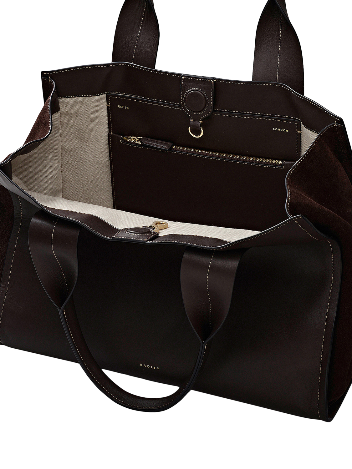 Product image 3 of 7, which shows Radley The Strand Leather Tote Bag, Dark Oak