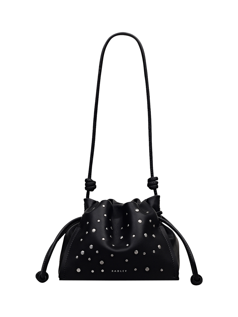 Product image 1 of 6, which shows Radley The Roxburgh Small Drawstring Cross Body Bag, Black