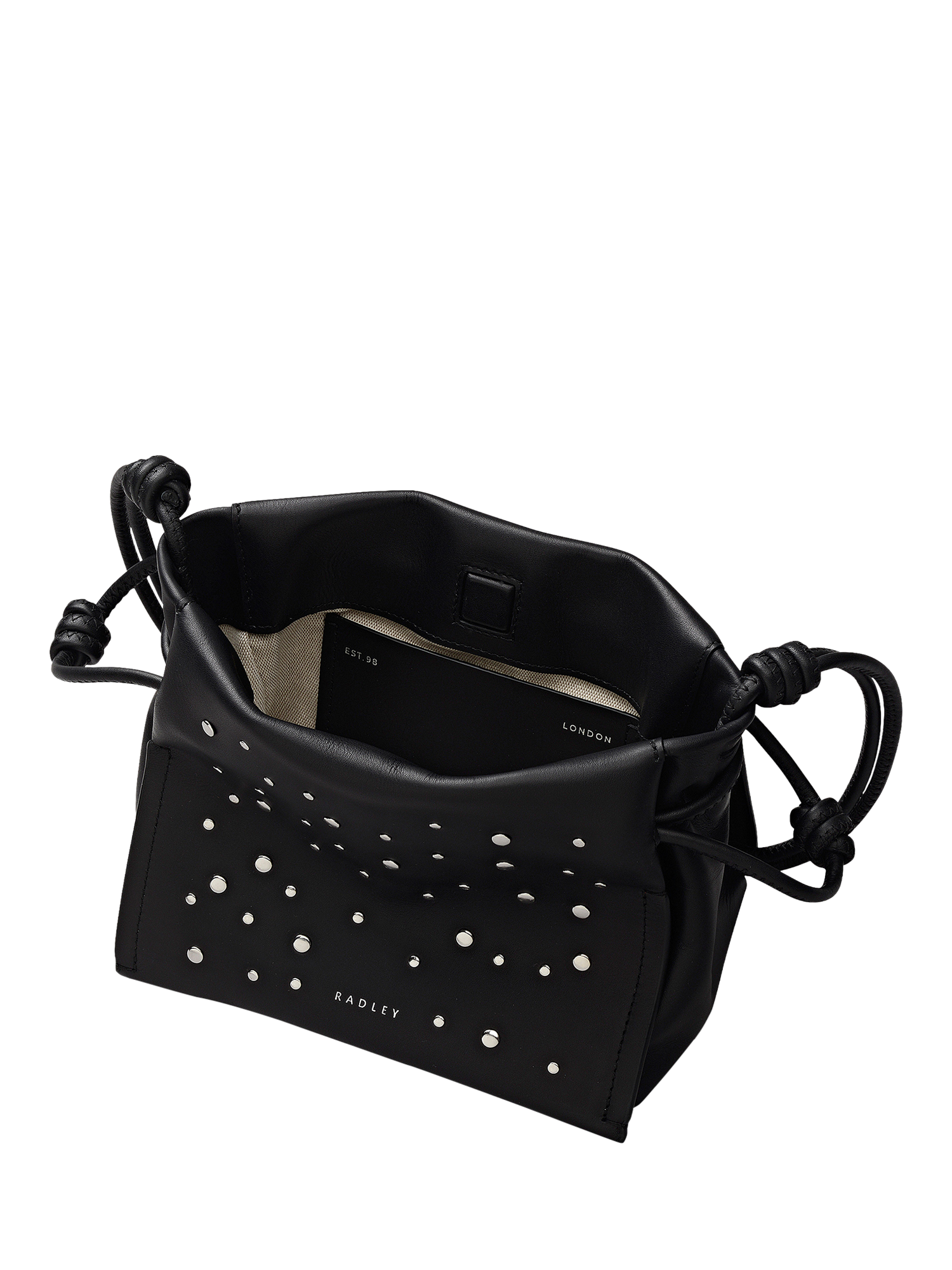 Product image 3 of 6, which shows Radley The Roxburgh Small Drawstring Cross Body Bag, Black
