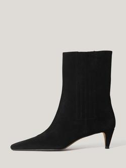 Jigsaw Valerie Suede Kitten Heel Ankle Boots, Black, Black