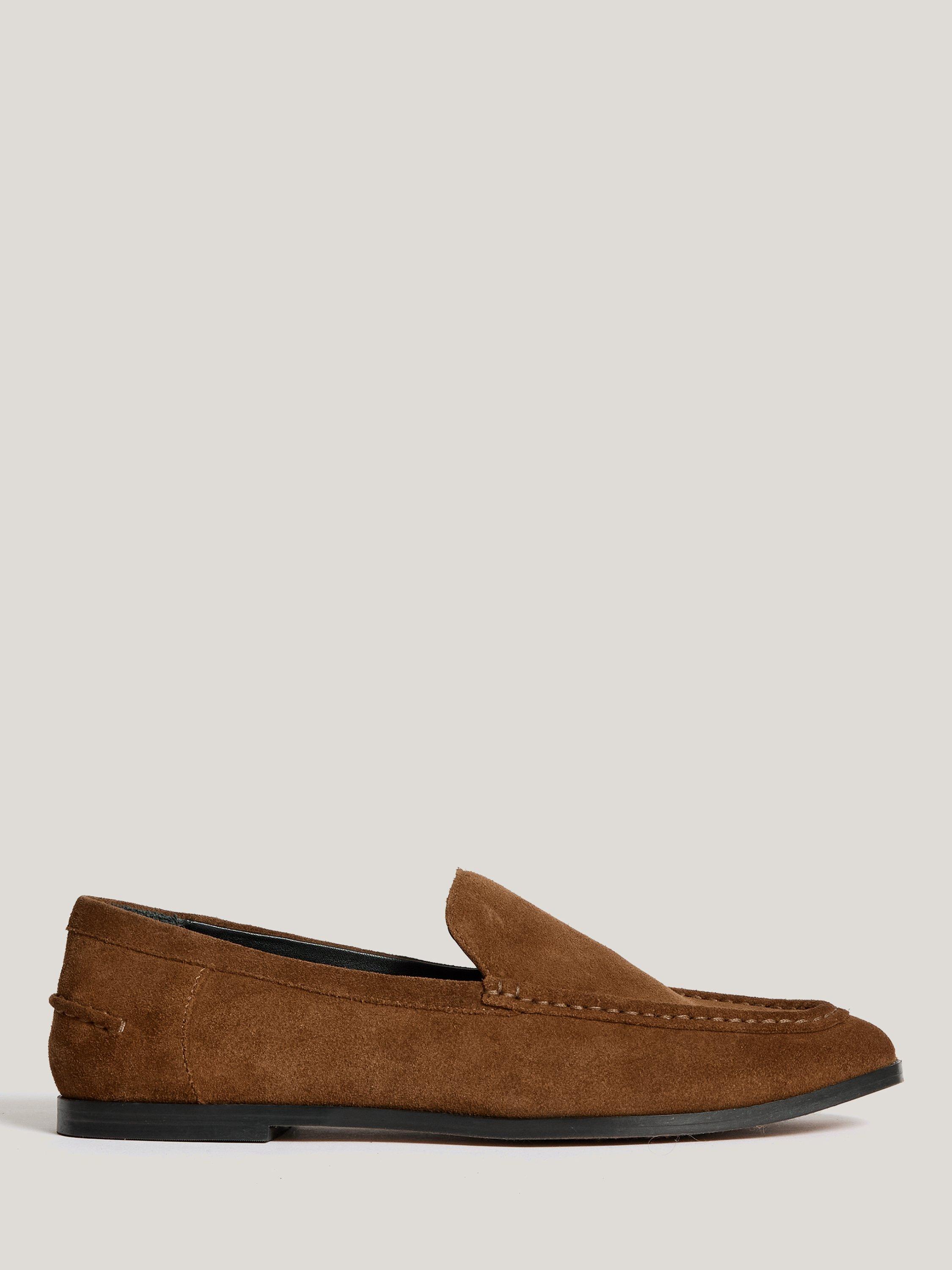 Product image 1 of 6, which shows Jigsaw Suede Moccasin Loafers, Tan, EU36