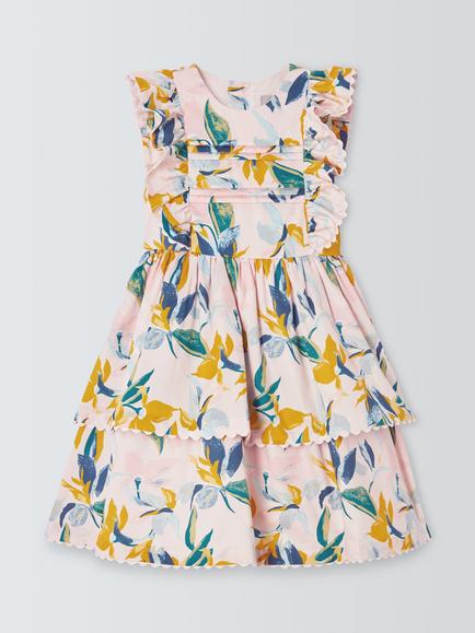 John Lewis Heirloom Collection Kids' Floral Ruffle Tiered Dress, Multi, Multi