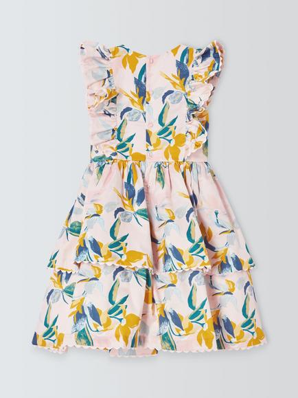 John Lewis Heirloom Collection Kids' Floral Ruffle Tiered Dress, Multi - view 2, Multi