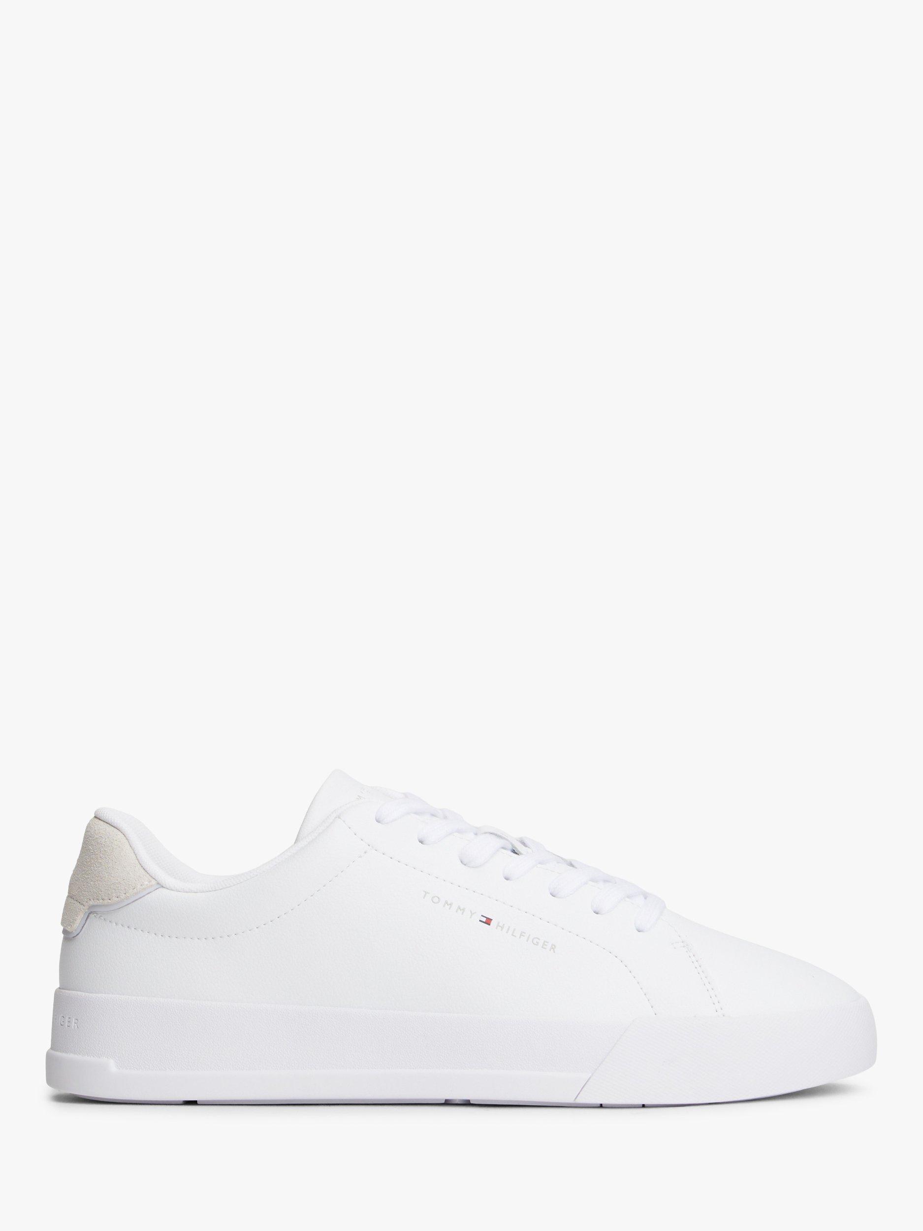 Product image 1 of 7, which shows Tommy Hilfiger Coated Leather Court Trainers, White, EU40